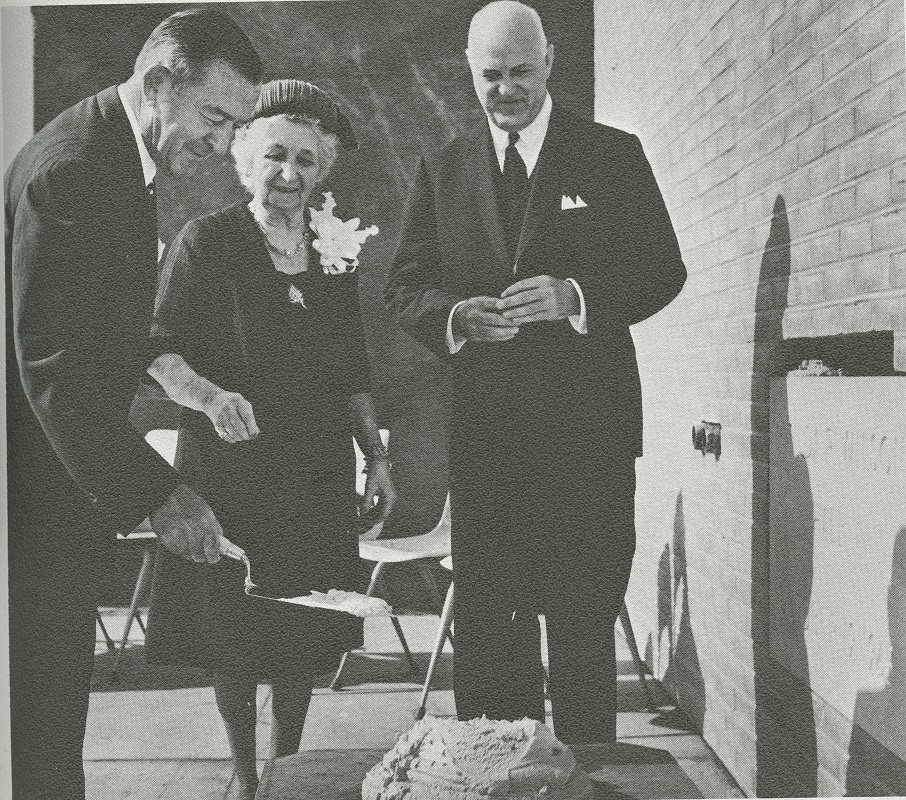 Mrs Wilson at the Corner stone laying ceremony for Wilson Hall