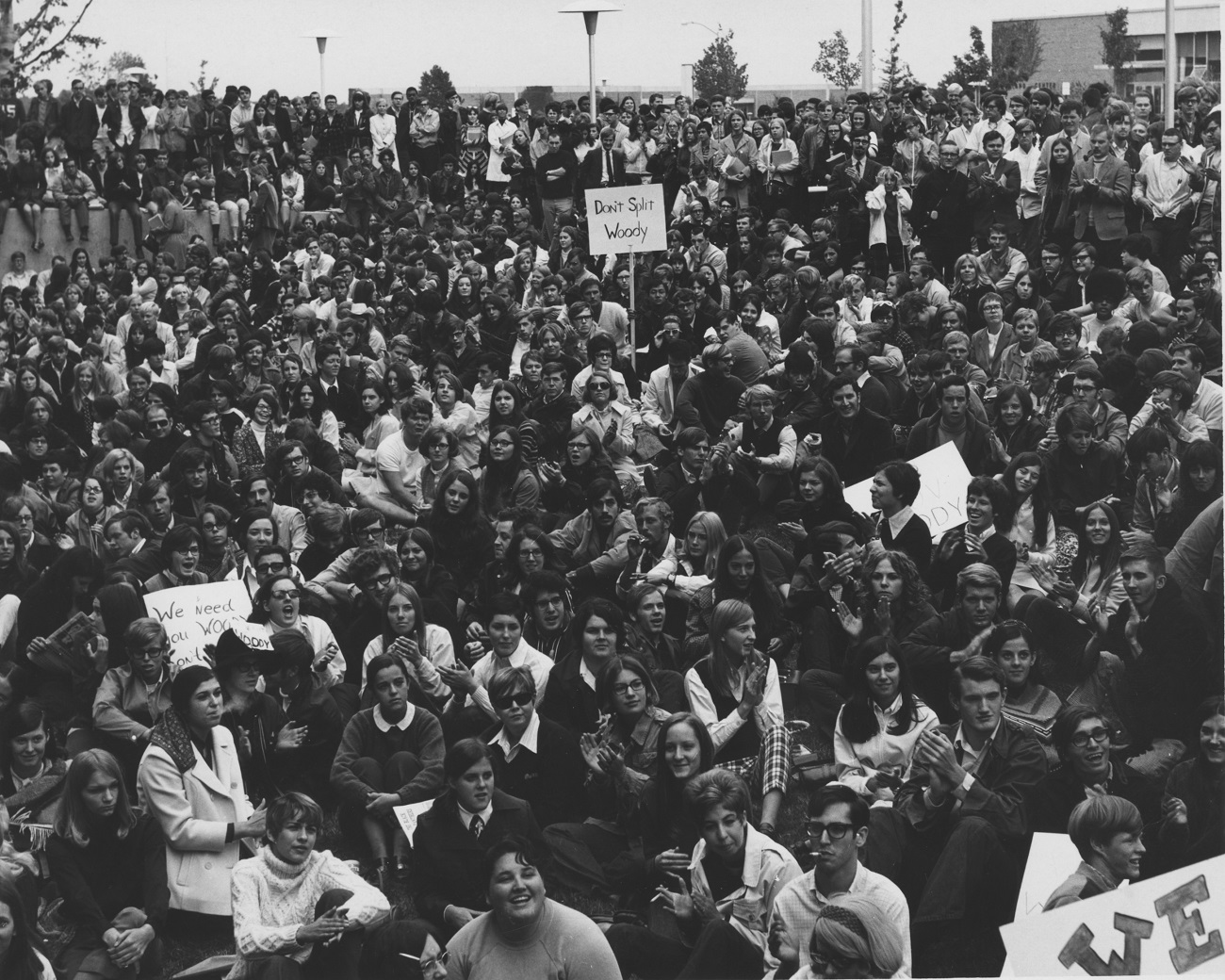 Black and White photograph of students gathered for Varner