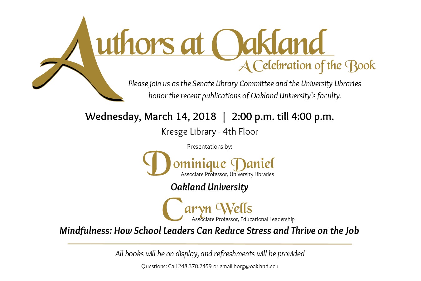 Invitation to Authors at Oakland 201