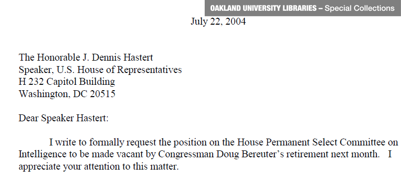 Mike Rogers letter to Speaker Hastert