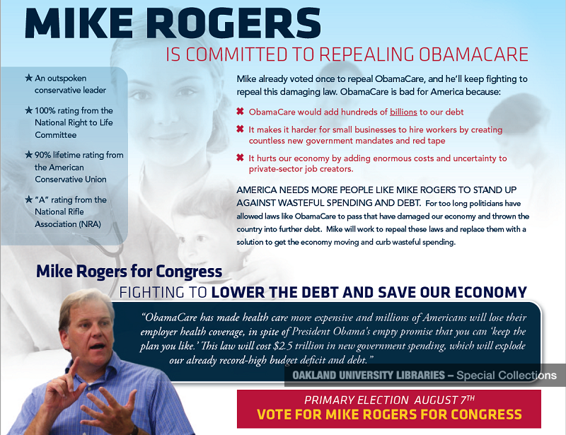 Mike Rogers campaign ad against Obamacare