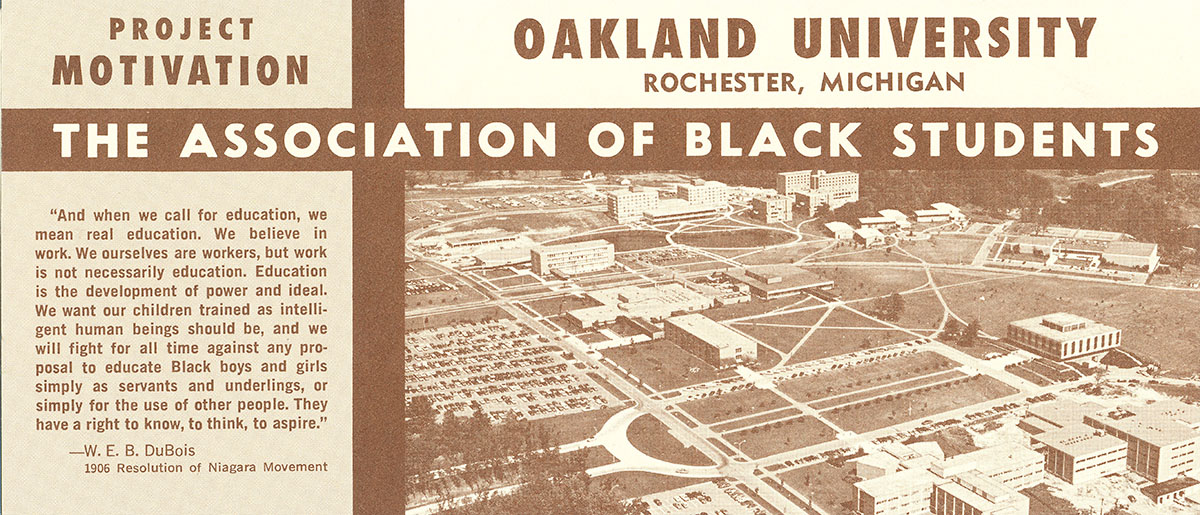 Cover of a brochure from the Association of Black Students