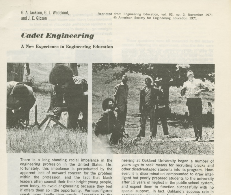 Cover of article on cadet engineering at OU