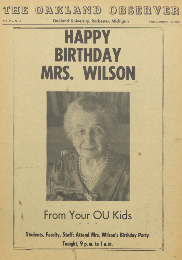 Front page of Oakland Observer, with birthday message for Mrs. Wilson