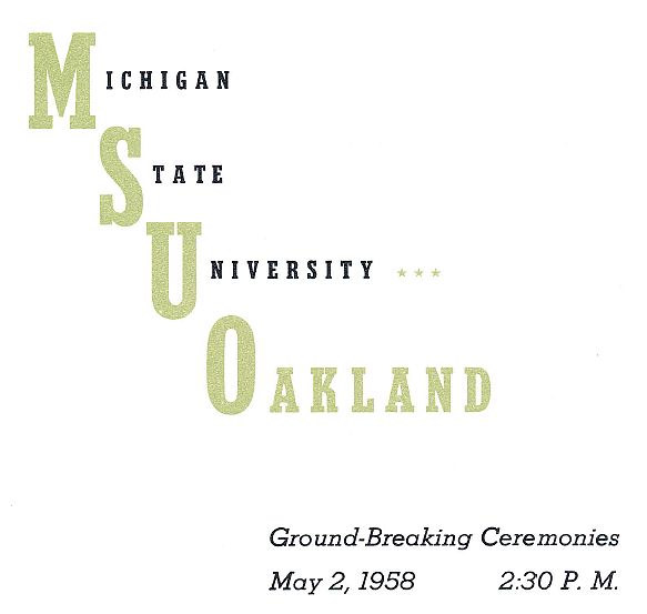 cover of groundbreaking ceremony program, May 2, 1958