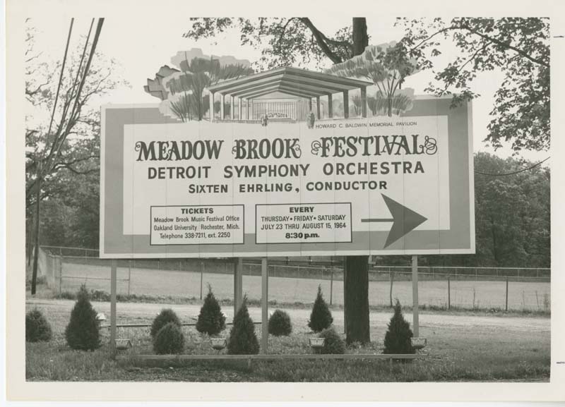 Entrance sign to the Meadow Brook Music Festival, 1964
