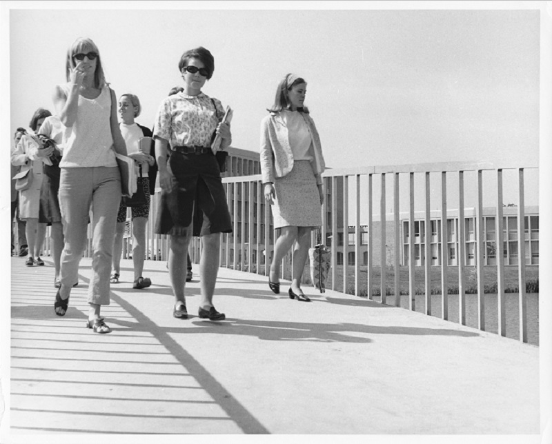 Students on the bridge over Bear Lake