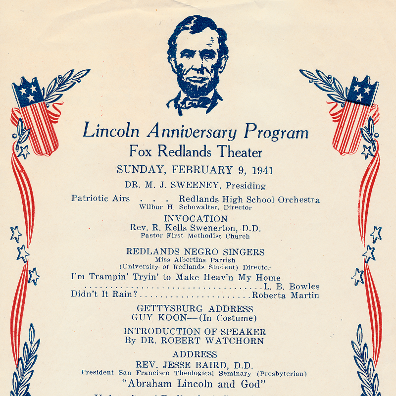 Poster of event commemorating Lincoln, 1941