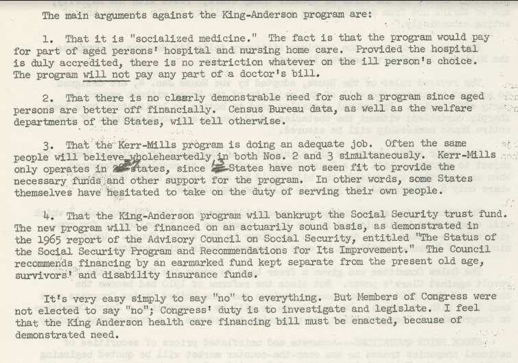 Typed list of arguments against Medicare