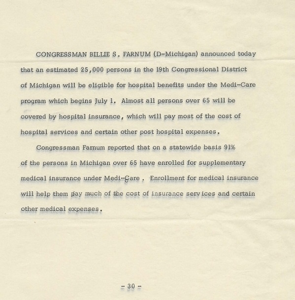 Press release announcing number of enrollments in Medicare in Michigan's 19th district  
