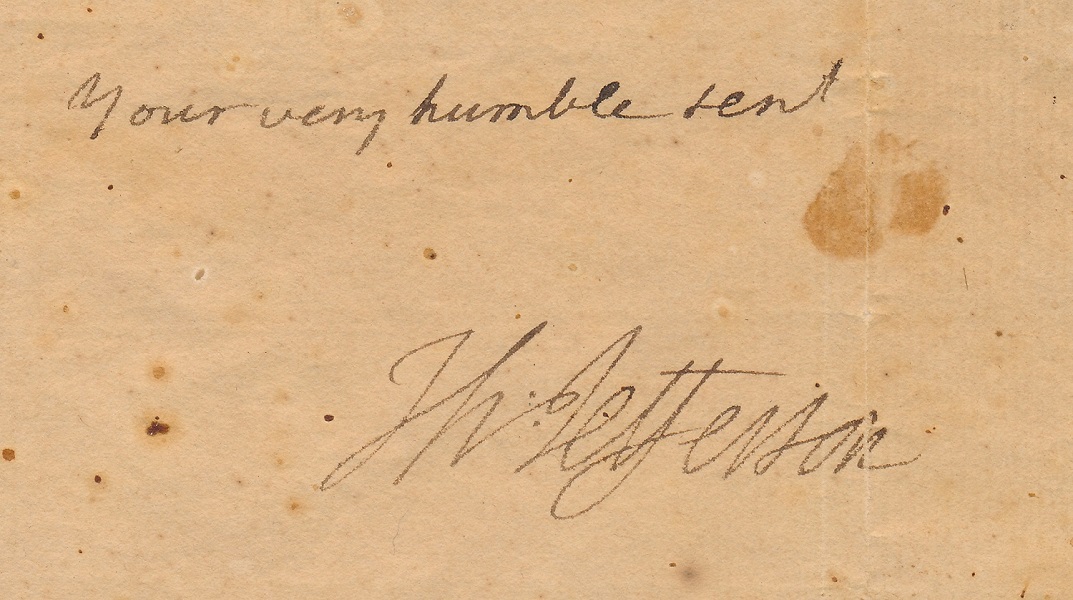 Thomas Jefferson's signature on a letter with your humble servant as the closing