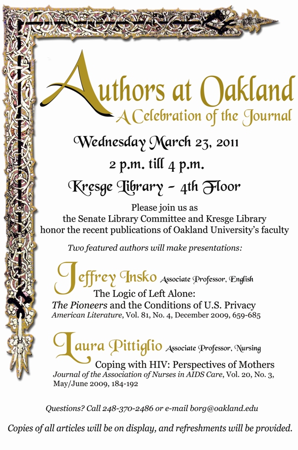 Authors @ Oakland - OU Libraries