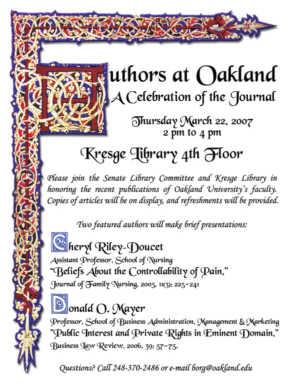 Authors at Oakland. Text based information is avaiable via the previous link.