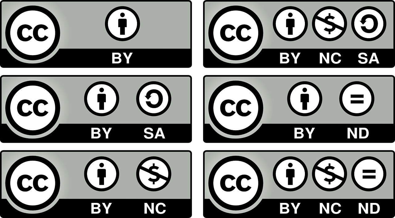 Image of the six Creative Commons licenses
