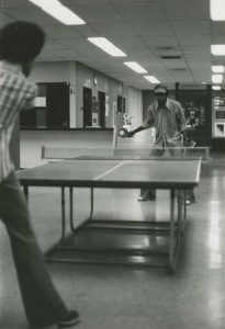 Students playing ping pong in the OC in the 1970s